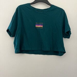 Teal rainbow Disco Fever Crop Top